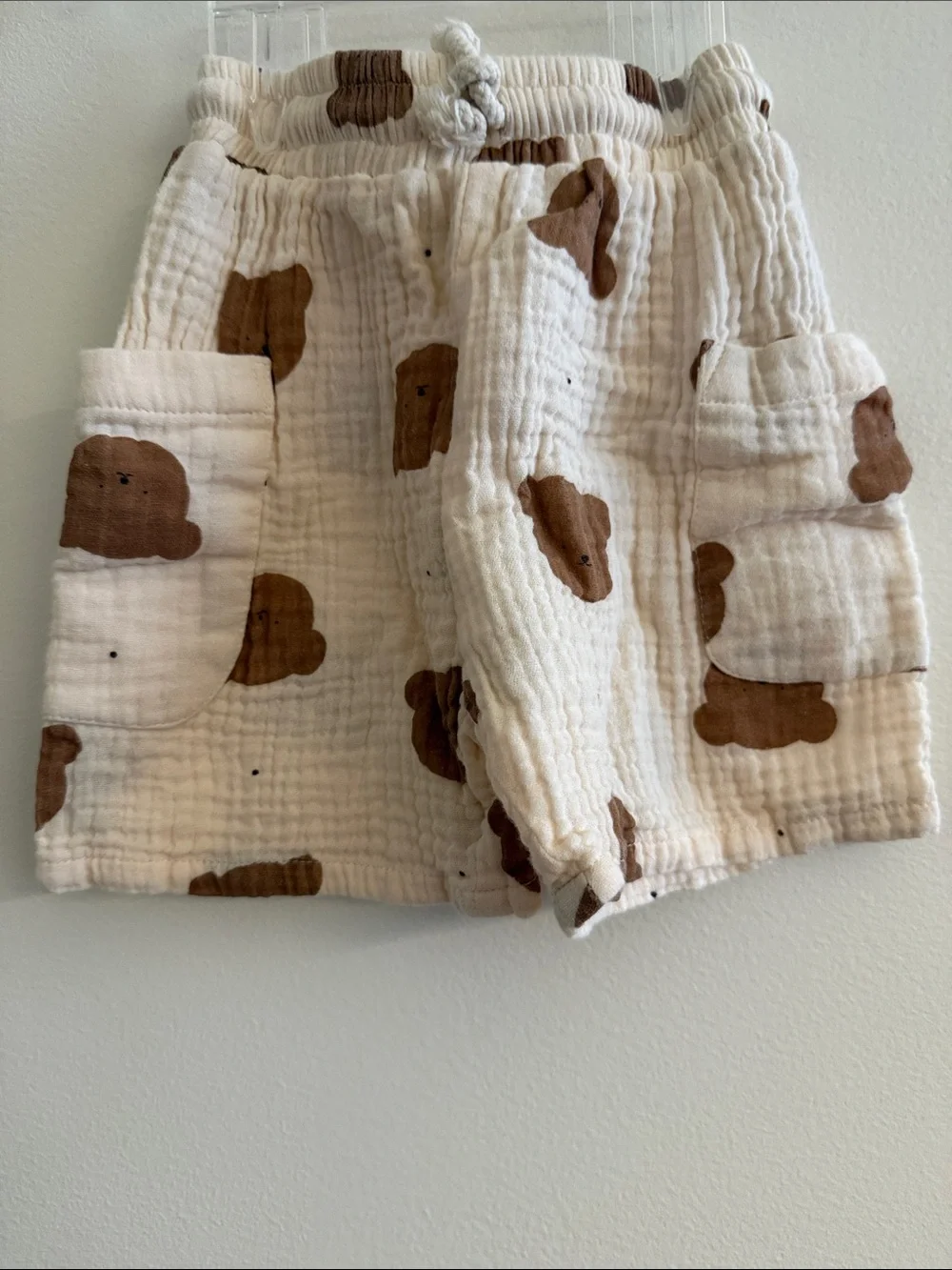 Toddler Bear Print Muslin Pajama Set - Cream & Brown